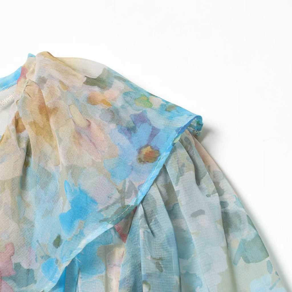 Flower printed layered decorative shirt
