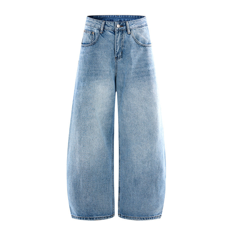 Knife Cut Denim Pants for Men and Women, Loose Baggy Slim Fit Wide Leg Trousers