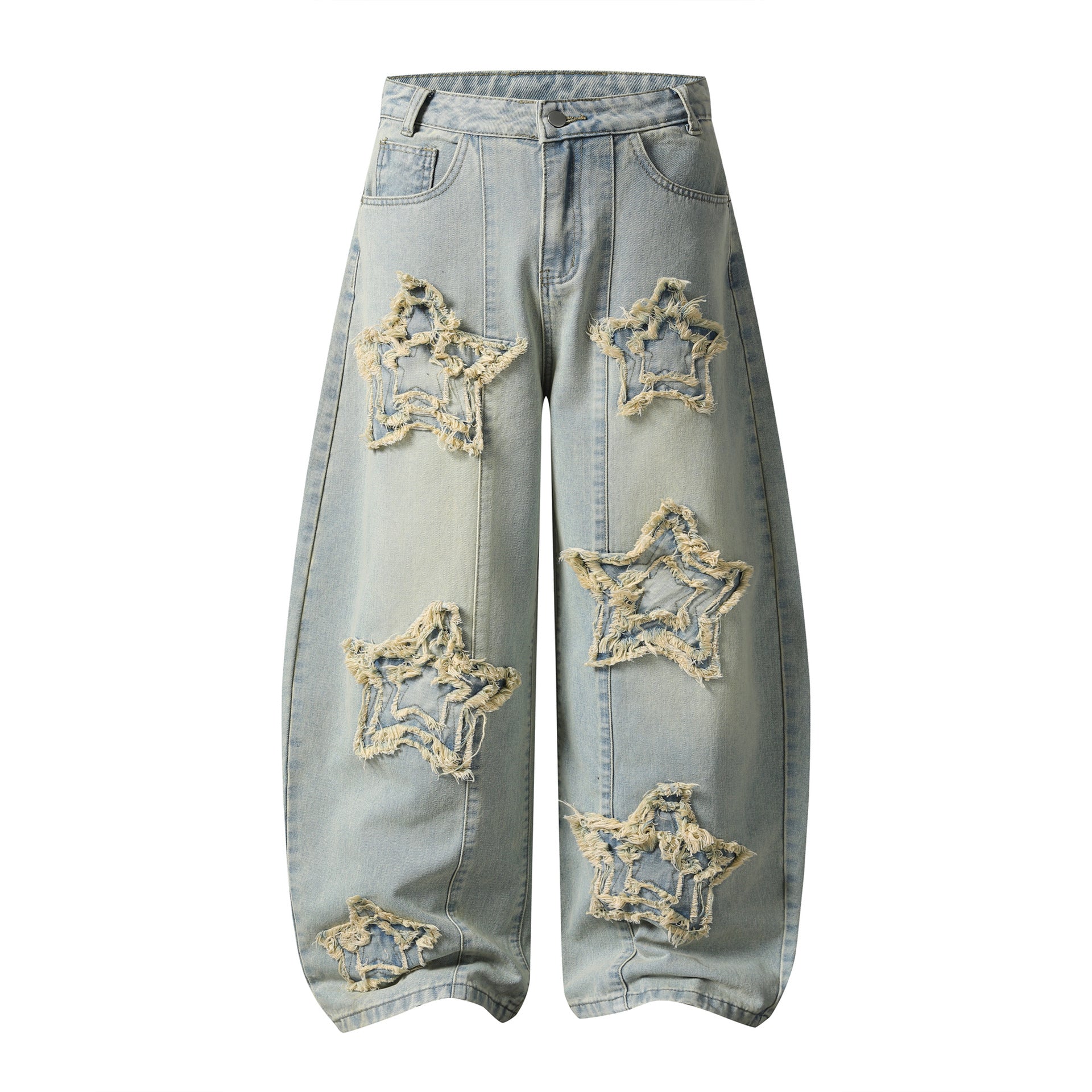 Frayed Star Wide Leg Pants for Women, Loose Knife-Edge Cut Slimming Long Pants