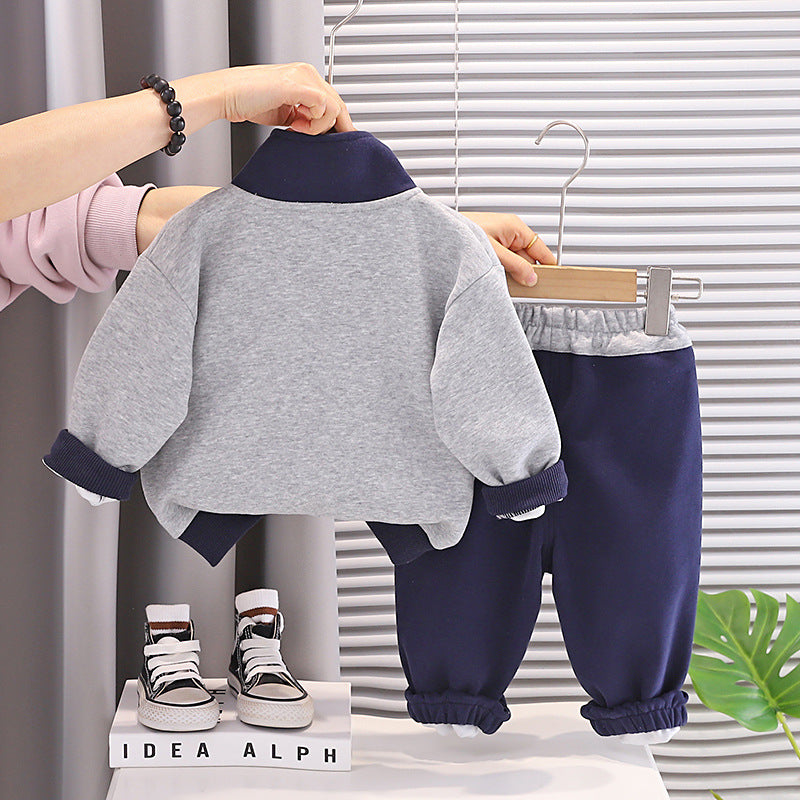 Baby casual hoodie long sleeved two-piece set