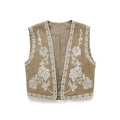 Ethnic style street embroidered short vest