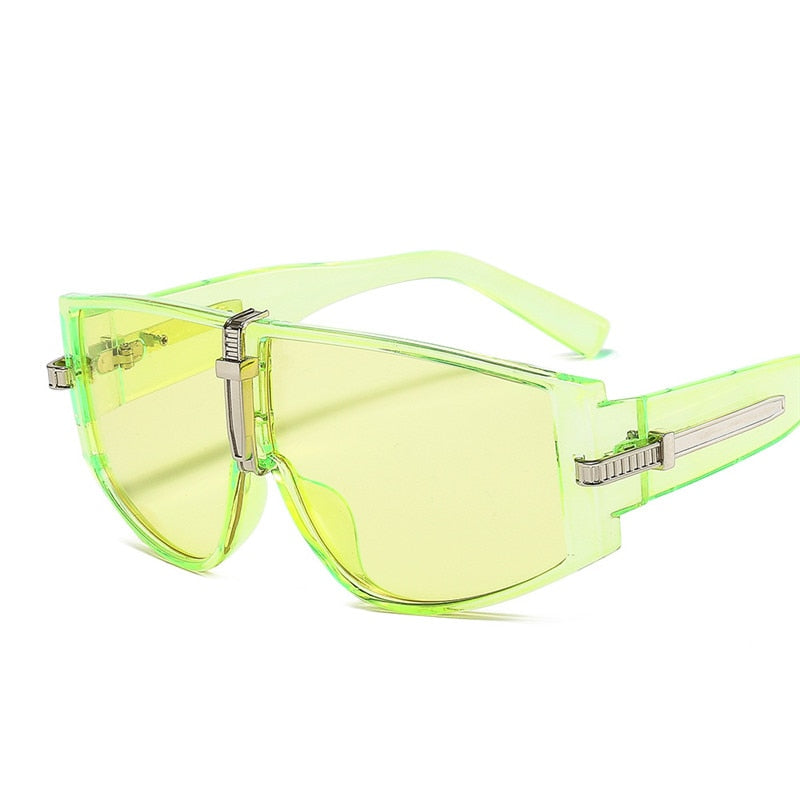 Vintage Punk Sunglasses Women Luxury Fashion Goggle Sun Glasses Men Personality One Piece Black Blue Glasses