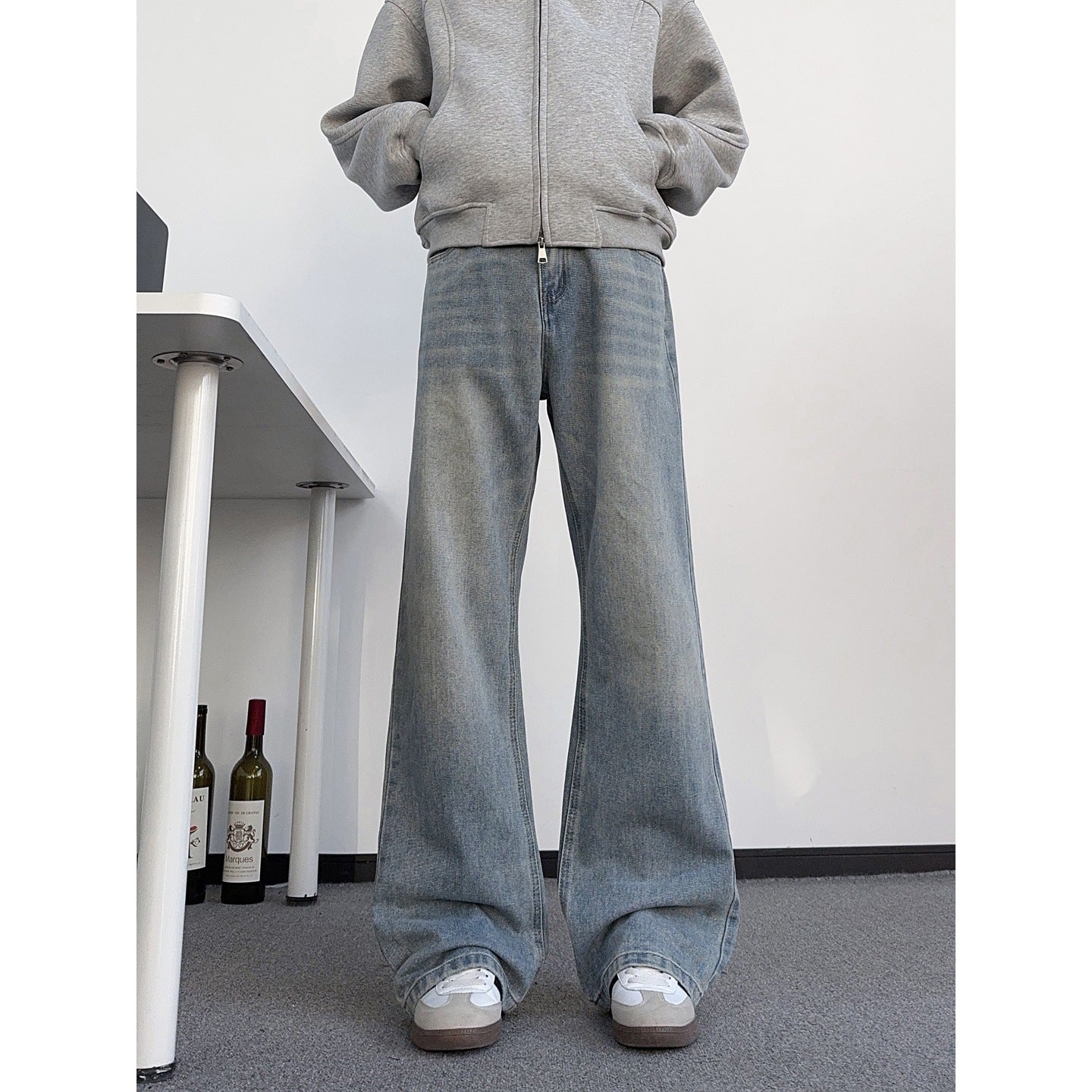 Street Style Slim Fit Flared Denim Pants for Men