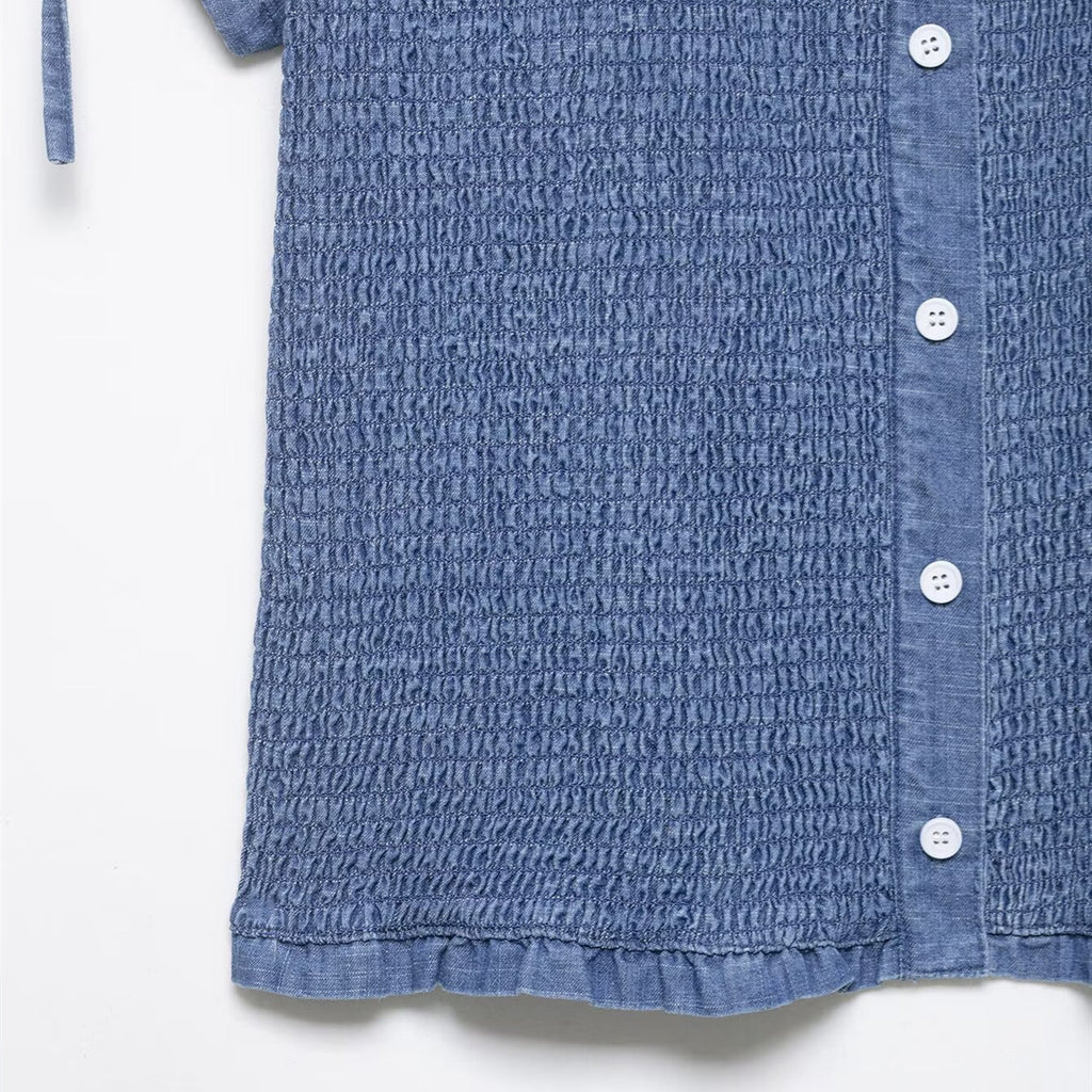 Versatile honeycomb texture denim shirt
