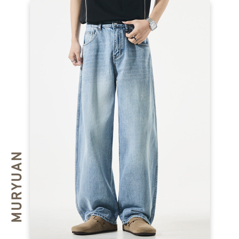 Knife Cut Denim Pants for Men and Women, Loose Baggy Slim Fit Wide Leg Trousers