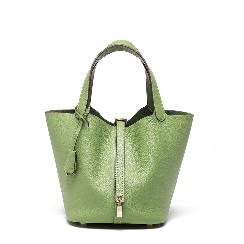 Head layer cowhide bucket bag women's leather high-end handbag