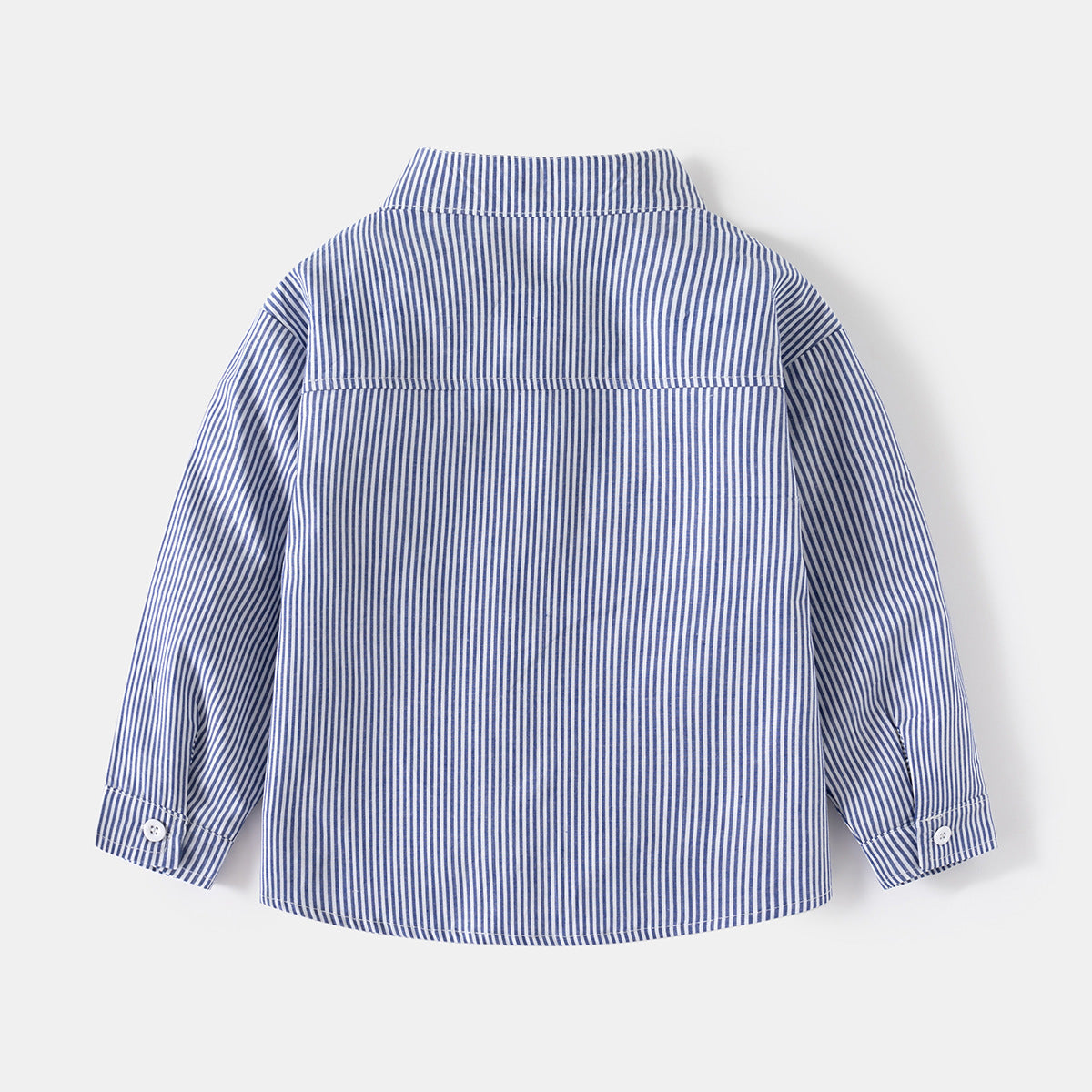 Striped Long Sleeve Shirt Stand Collar Pure Cotton, Casual Top