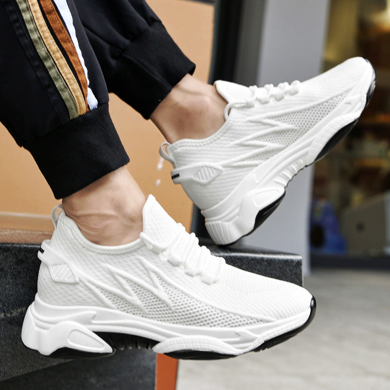 Tie-up Height-Increasing Shoes for Men, Breathable Mesh Casual Dad Shoes