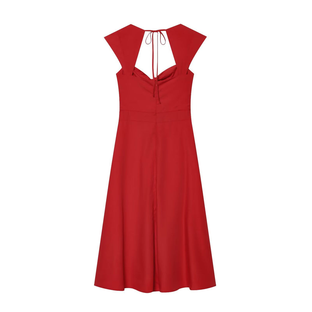 Square neck sleeveless neckline twisted backless dress