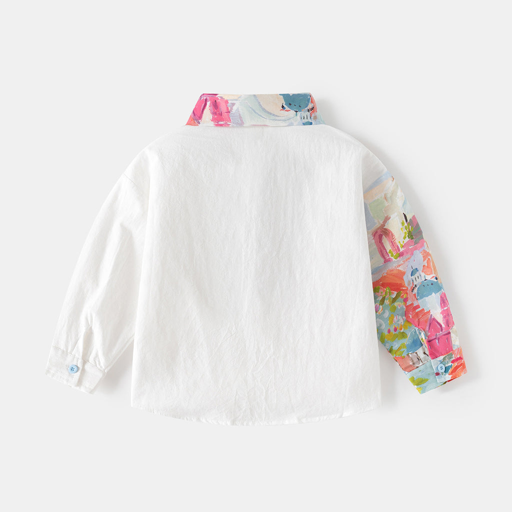 Children's Shirt Boy Casual Top Girl Cartoon Painted Top for Kids