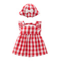 Checkered dress with hat for girls' dress