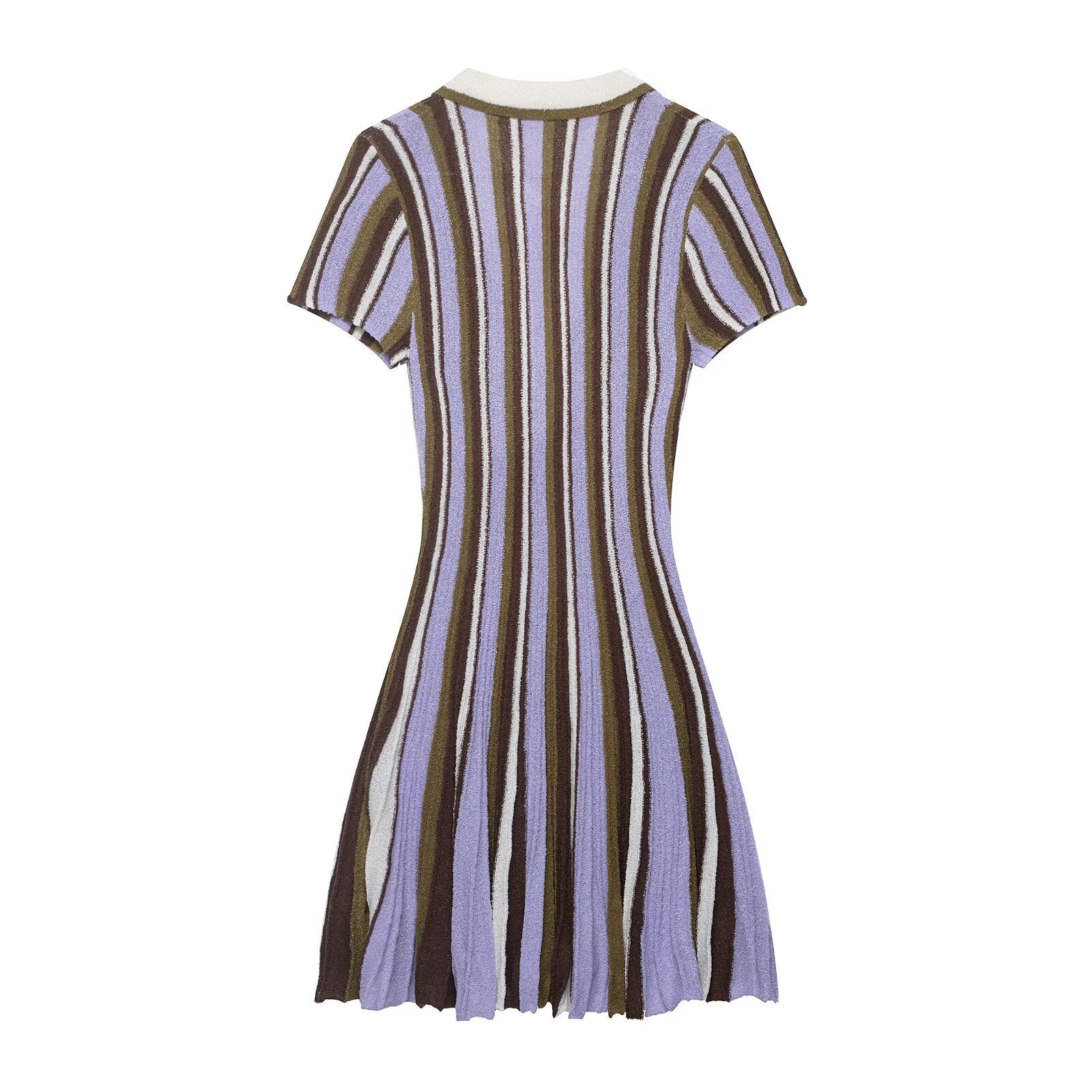 Spicy girl striped polo shirt collar dress