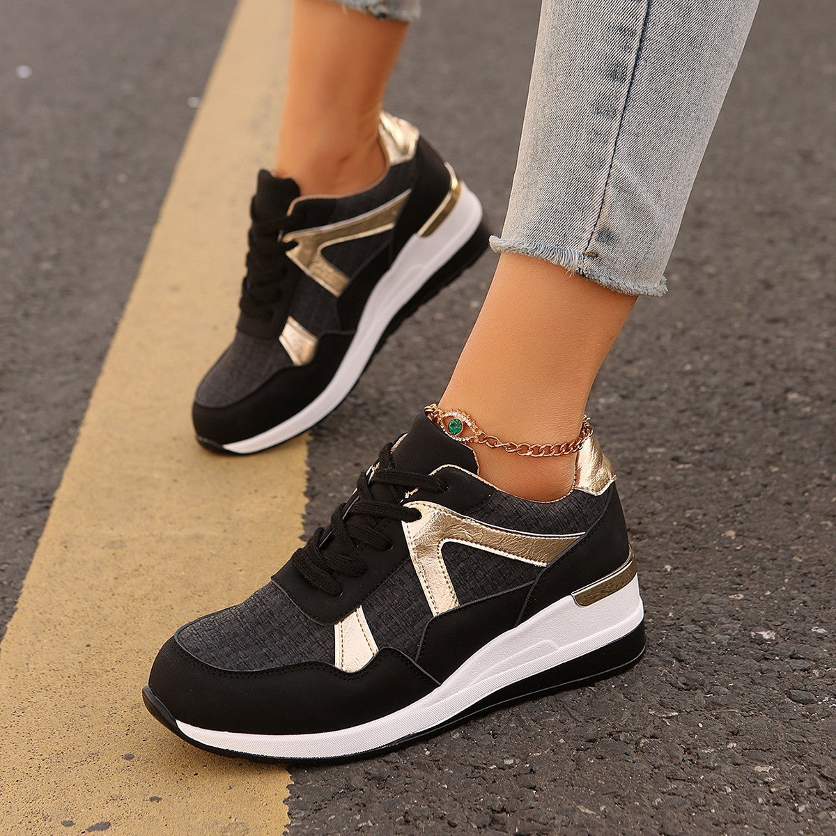 Plus Size Round Toe Retro Sports Shoes for Women Spring and Autumn Fashion New Thick Sole Casual Women's Shoes