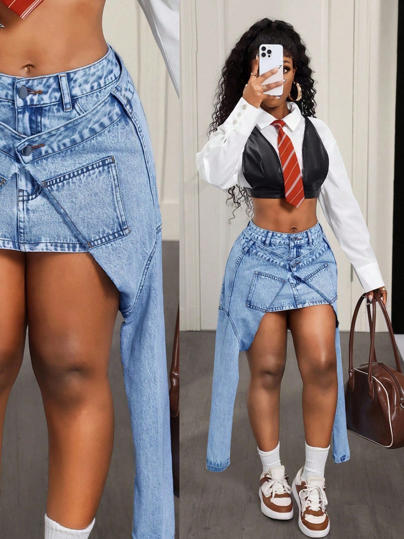 Irregular denim skirt