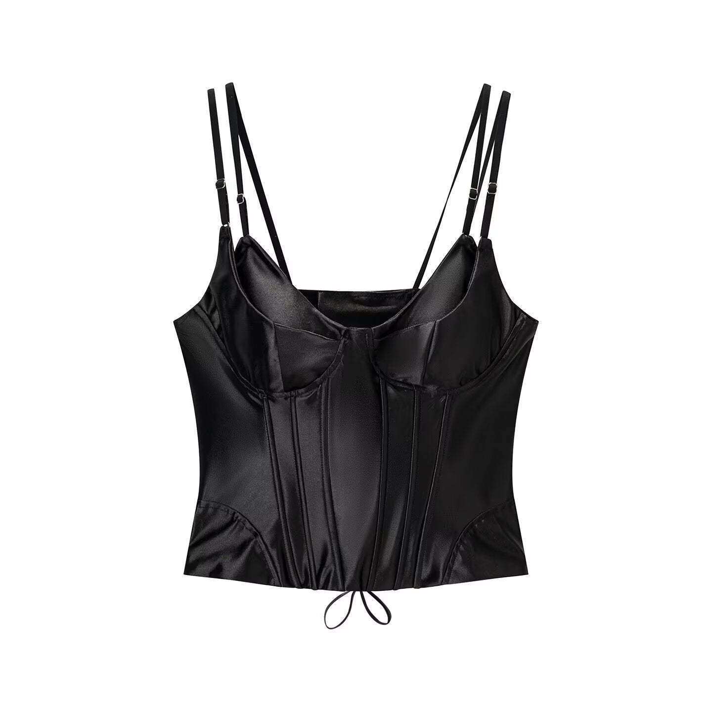Tailored satin sleeveless camisole vest