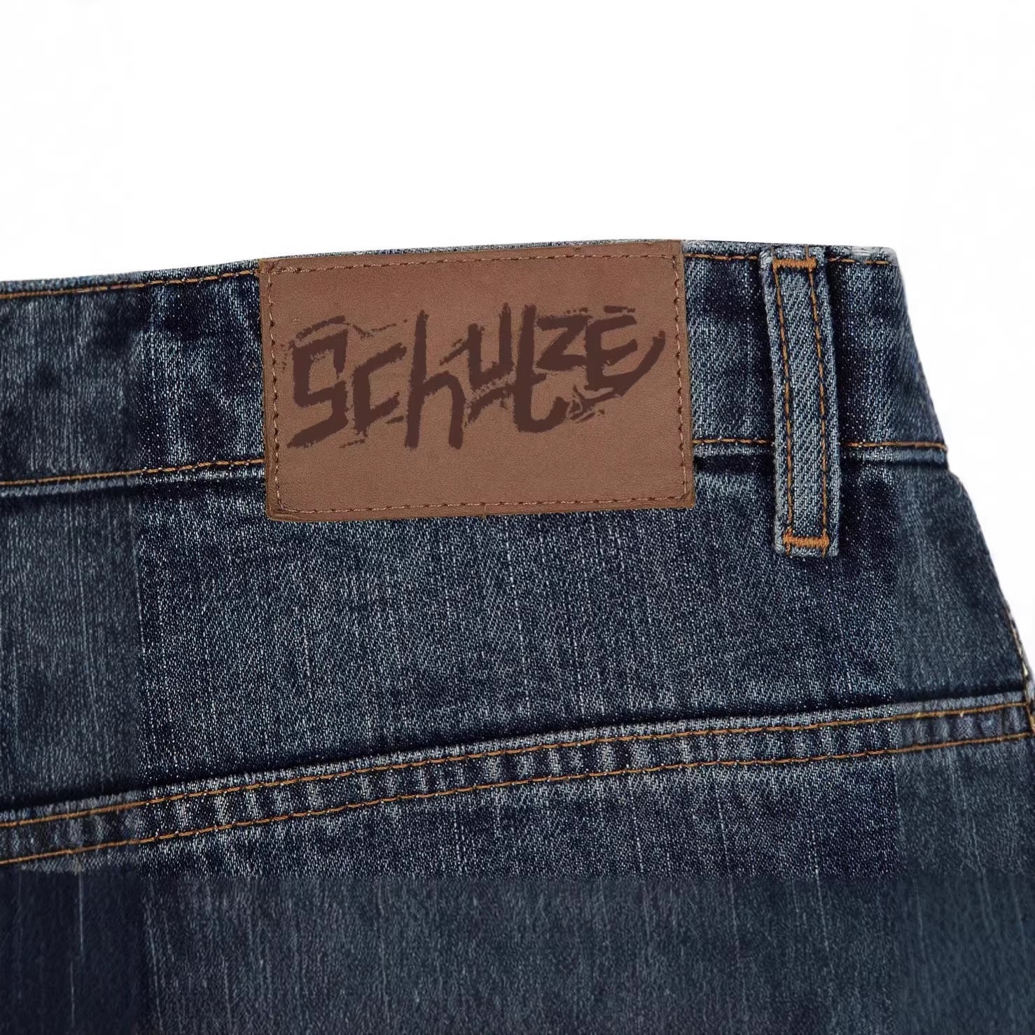 Crossover Derschutze High Street Retro Embroidery Straight Leg Jeans Unisex Unique Design Fashionable Export Style