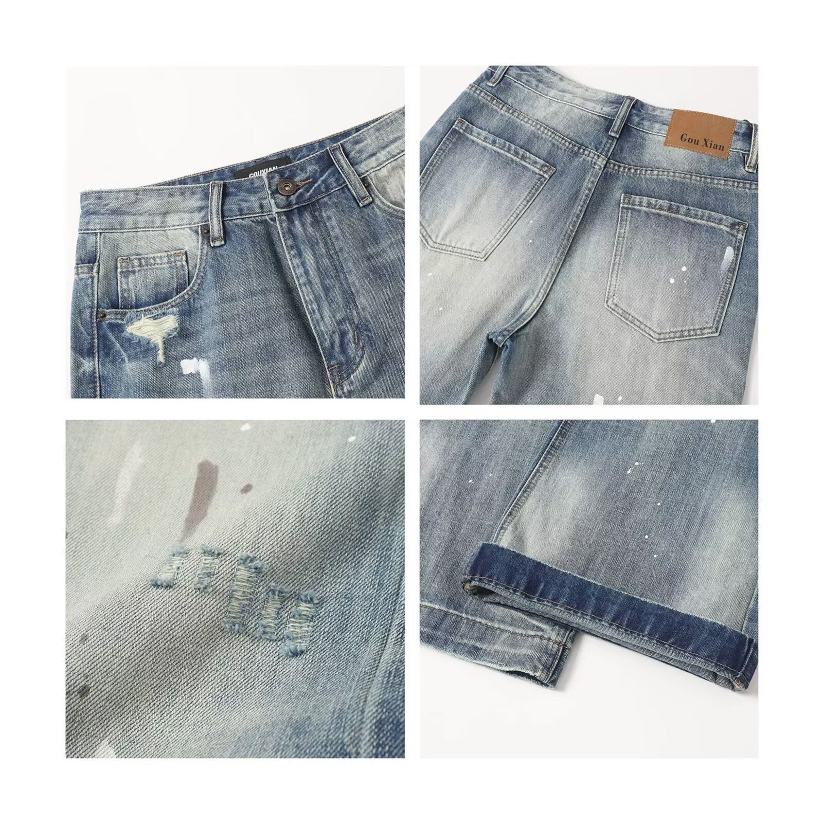 Splatter Paint Ripped Flared Jeans Pants