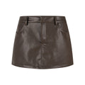 Faux Leather Mini Skirt High Waist Slimming Anti-Flash Streetwear