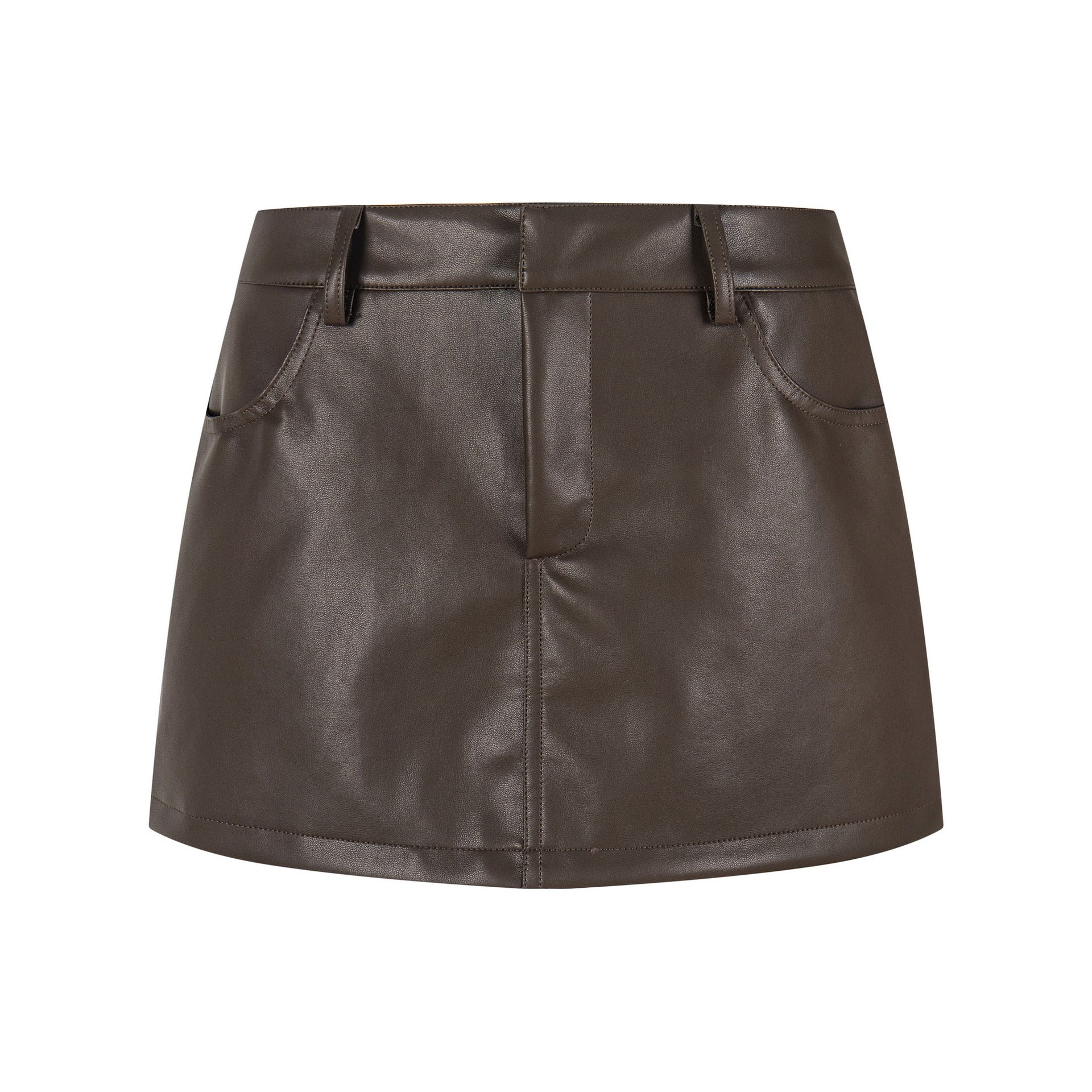 Faux Leather Mini Skirt High Waist Slimming Anti-Flash Streetwear