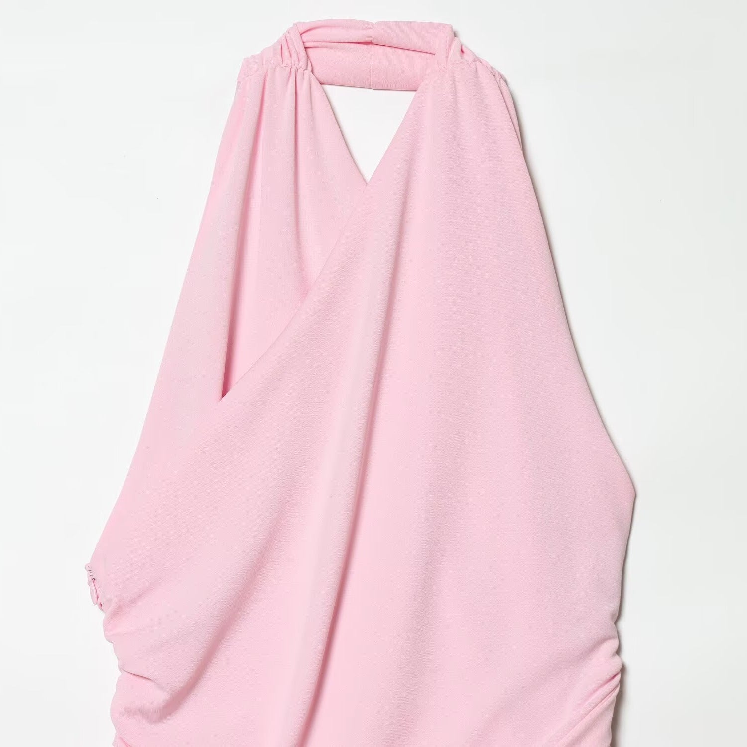 Spicy girl pleated neck hanging mini dress
