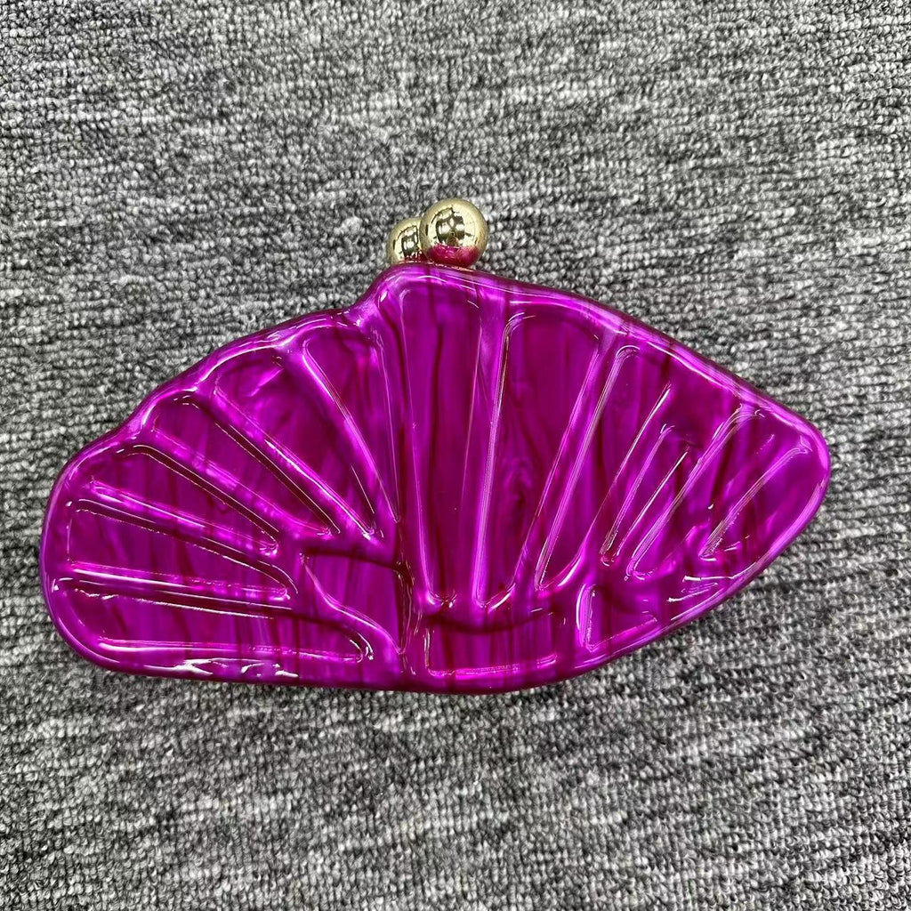Diagonal cross bag scallop shaped acrylic bag, fashionable wedding banquet handbag