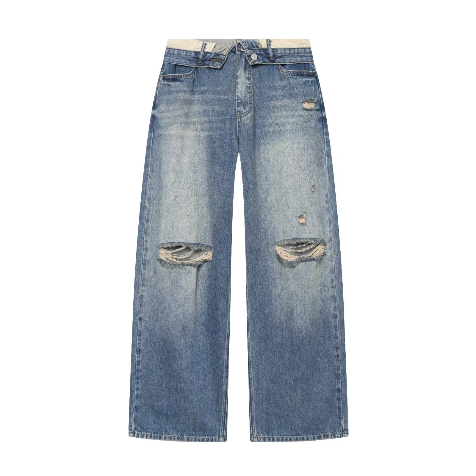 Street mid waist flared ripped jeans