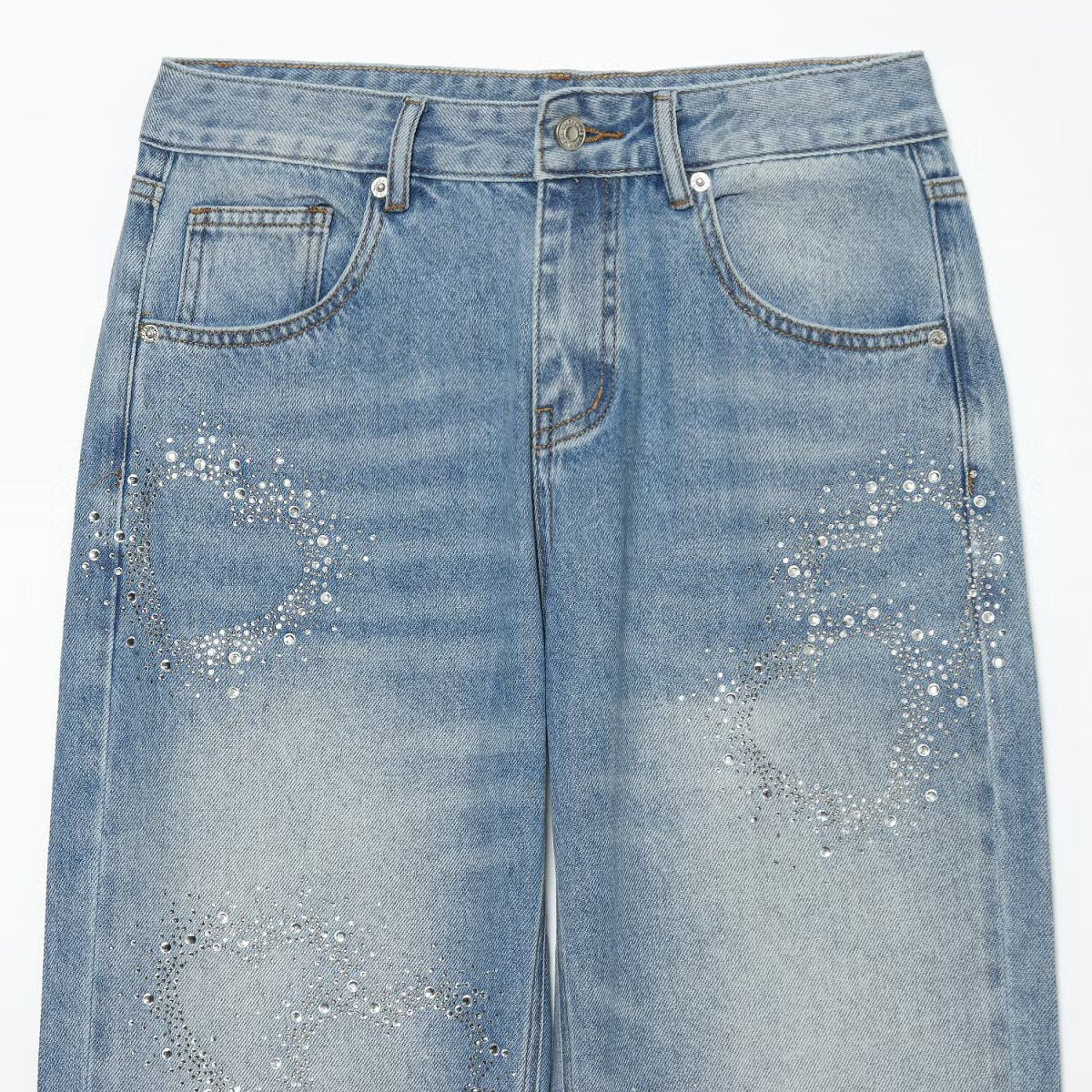 Street low waisted sequined wide leg jeans