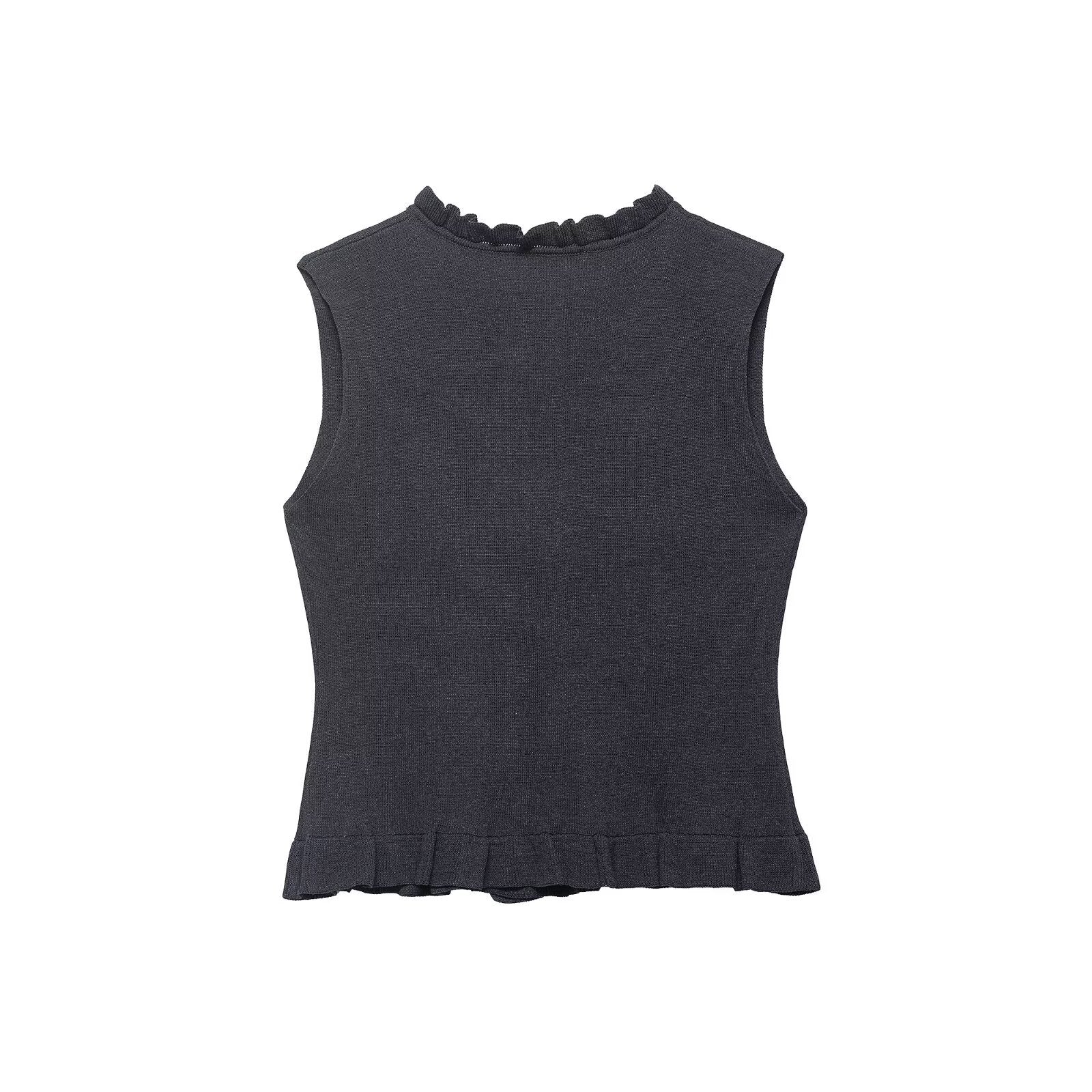 Stacked decorative soft sleeveless top