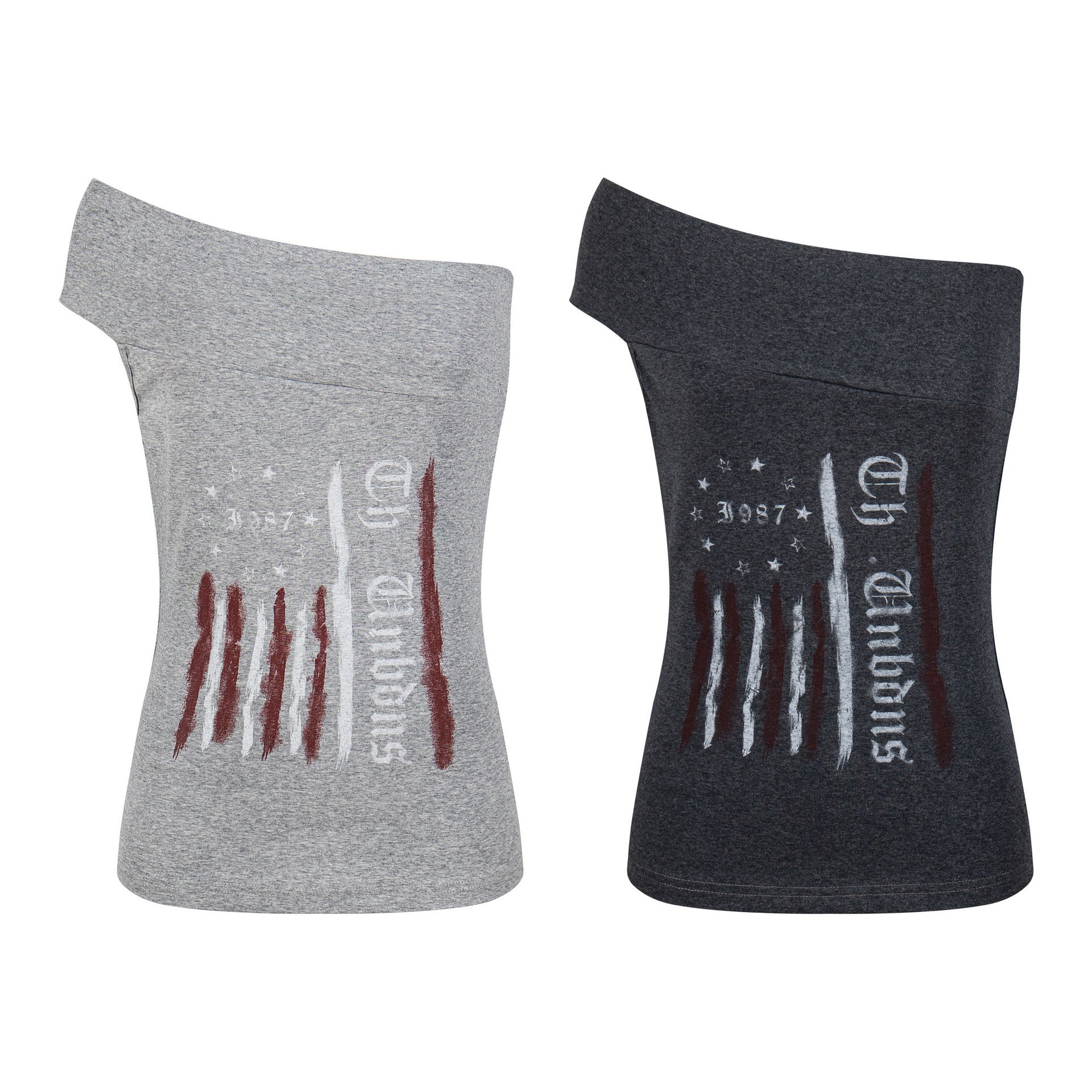 Women's Slim Fit Casual Short Sleeve T-Shirt with Unique Graffiti Print, Multi-Way Wear