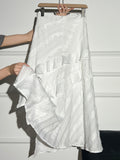 Irregular White A-Line Tiered Skirt High Waist Slimming Midi Skirt for Women