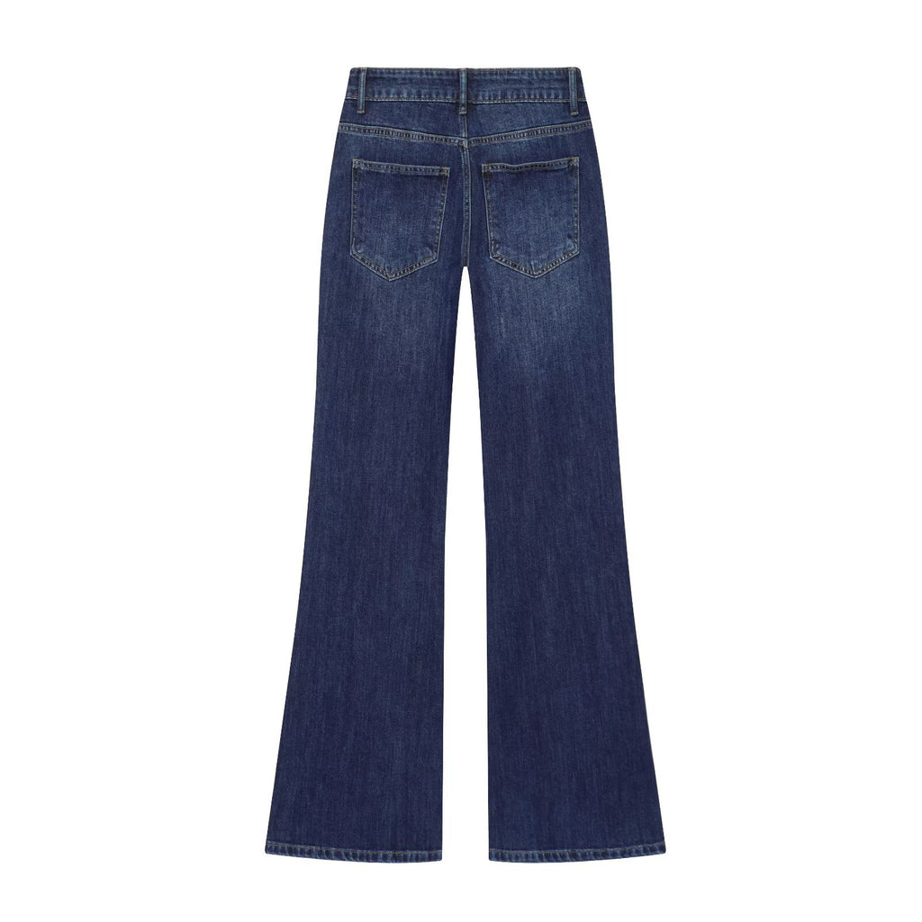 Street high waisted flared pleated jeans