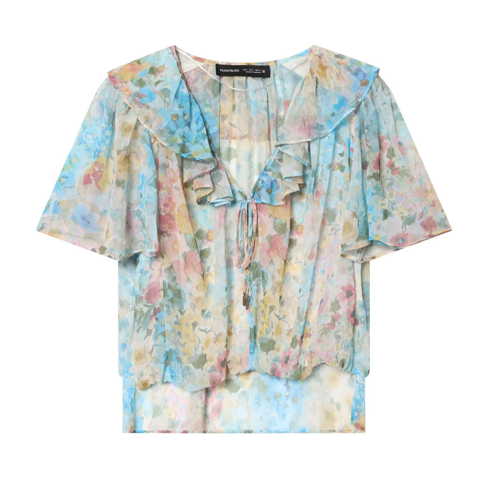 Flower printed layered decorative shirt