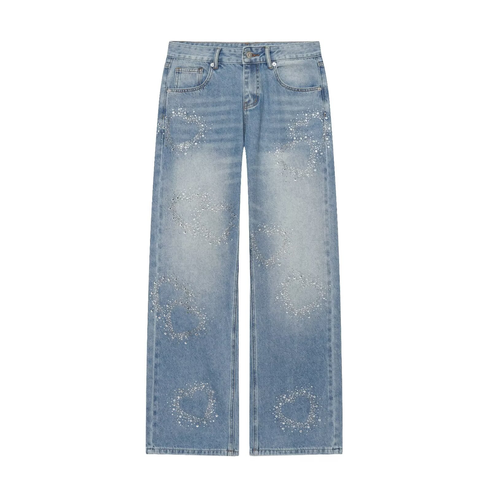 Street low waisted sequined wide leg jeans