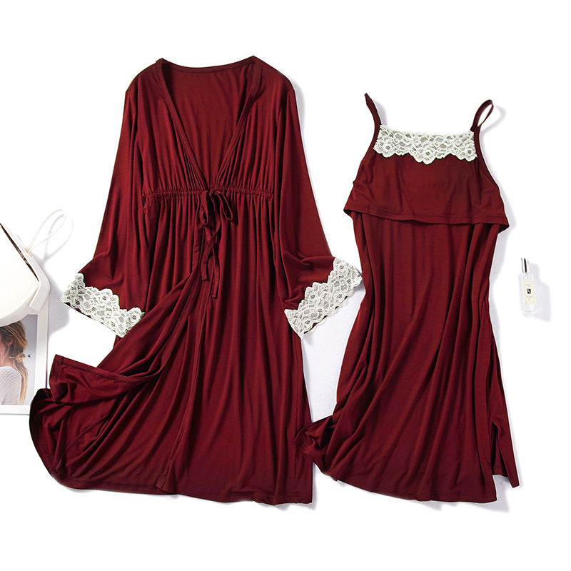 Modest Modal Postpartum Clothing Lightweight Pregnant Sleepwear Home Wear Fashion Dress Nursing Set Two-Piece Set