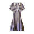 Spicy girl striped polo shirt collar dress