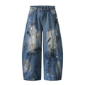 Sense Heavy Hand-Painted Graffiti Jeans Wide Leg Patchwork Cut Fashion Brand Pants
