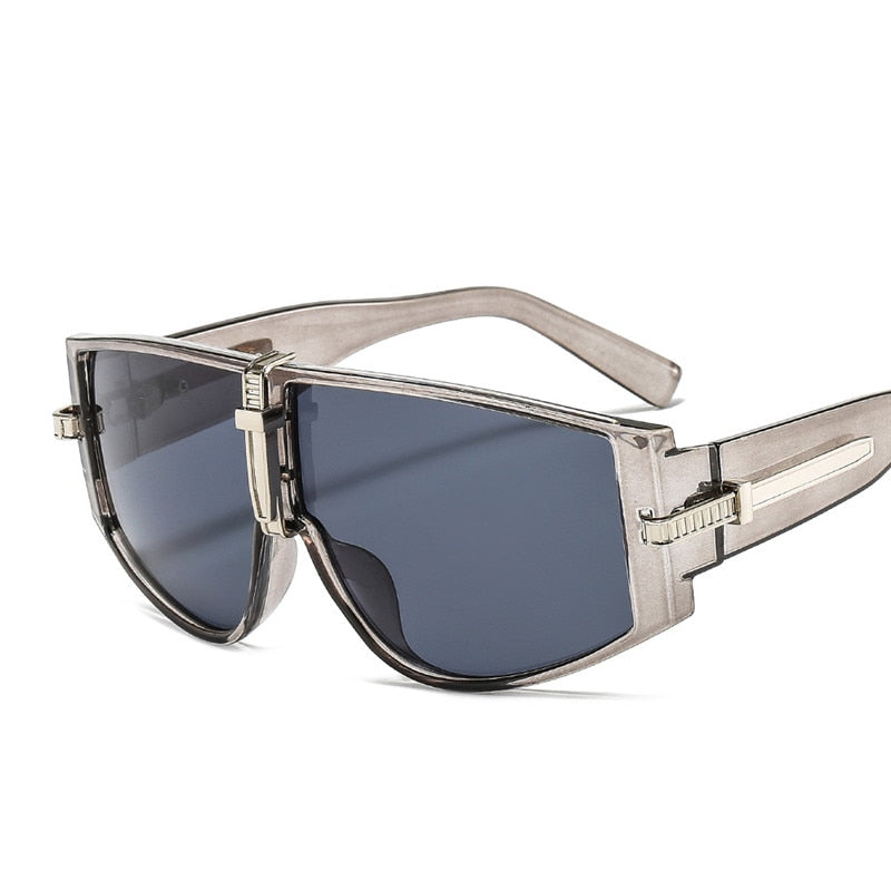 Vintage Punk Sunglasses Women Luxury Fashion Goggle Sun Glasses Men Personality One Piece Black Blue Glasses