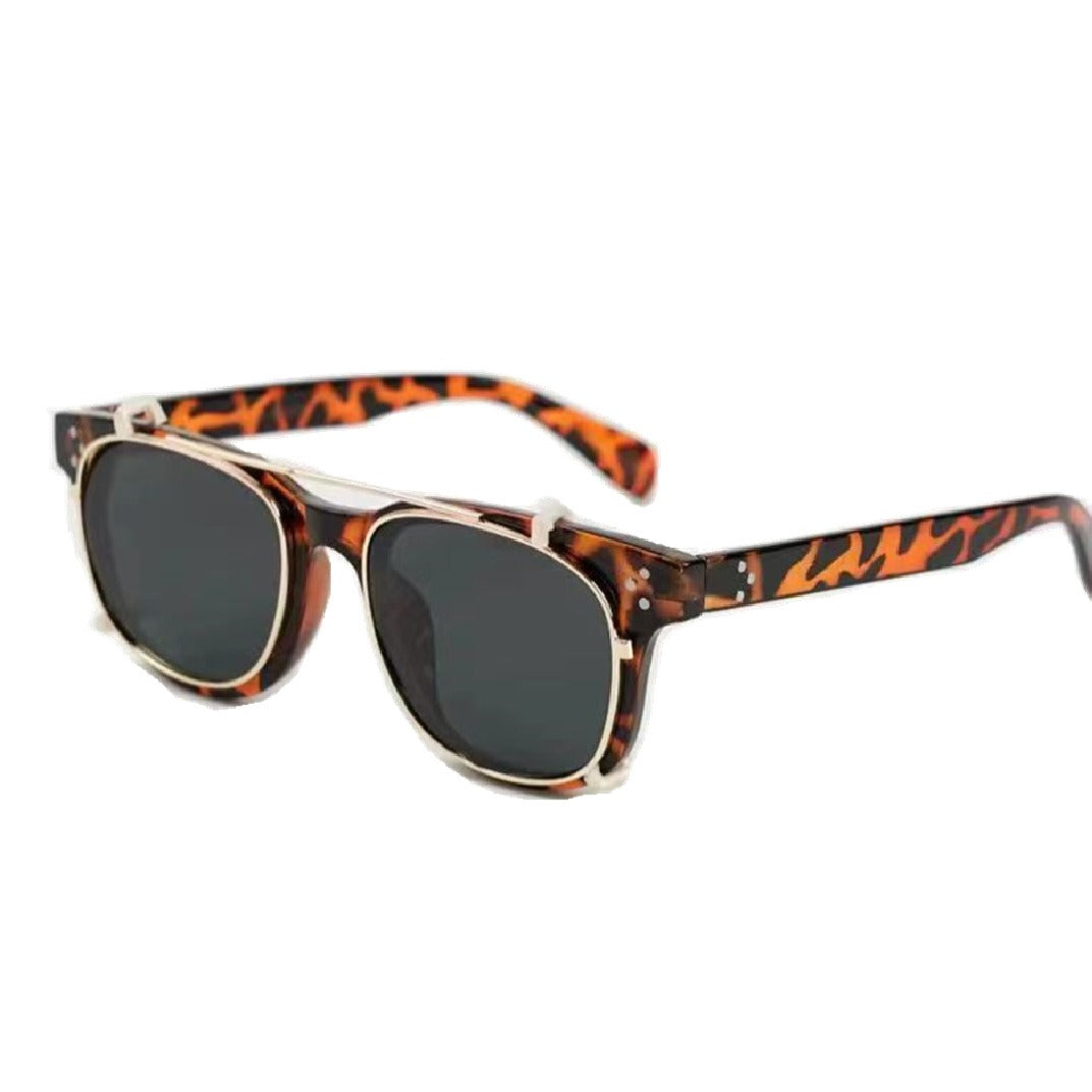 Retro square sunglasses, multi-purpose set, plastic metal clip, myopia glasses, male