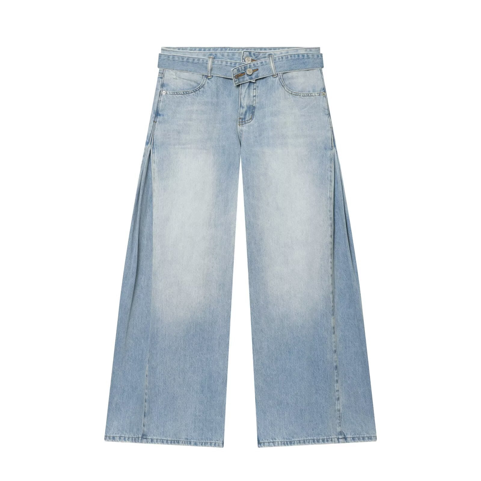 Street waist belt high waisted jeans