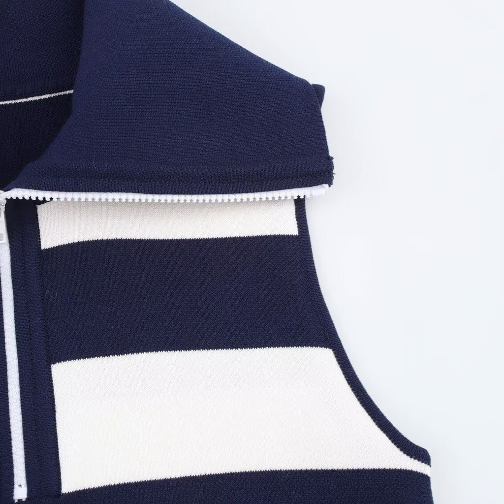 Street striped knitted sleeveless dress