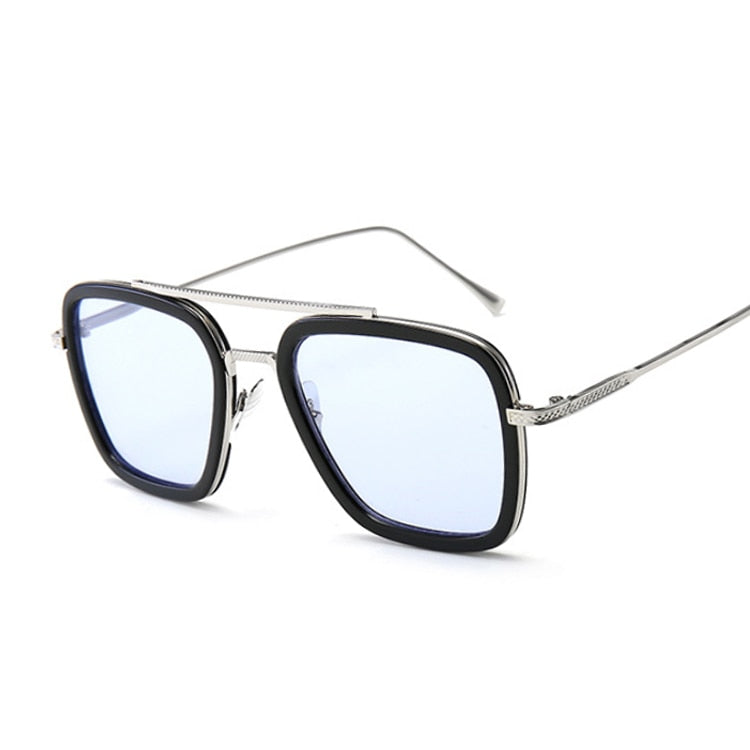 Black Sunglasses Woman/man Mirrored Designer Brand Woman Glasses Vintage Blue Lens Sun Glasses Female UV400