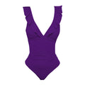 Solid color one-piece swimsuit, V-neck swimsuit,women's swimsuit
