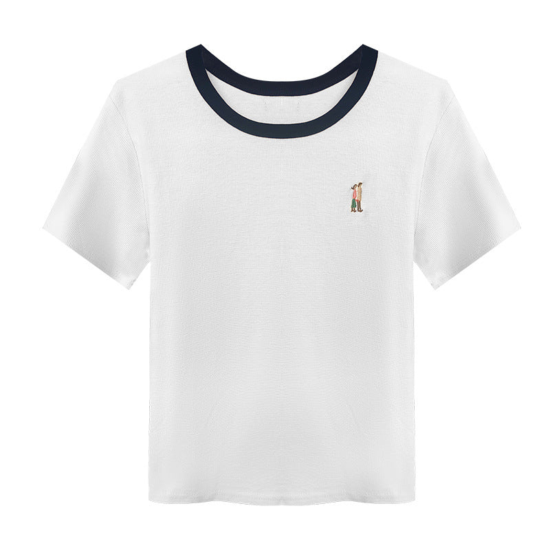 Round Neck Short Sleeve T-Shirt for Women Loose Unique Stylish Top