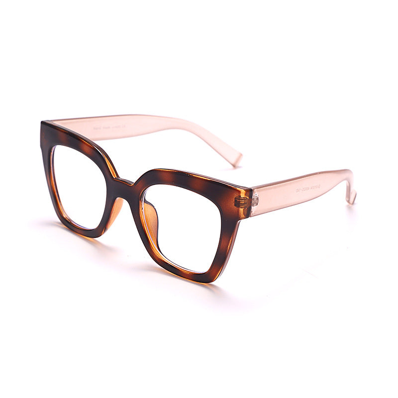 New Personality Simple Large Frame Anti-Blue Light Glasses Go Out Plain White With Square Frame Flat Mirror Decorative Glasses