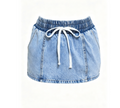 Elastic waisted denim skirt