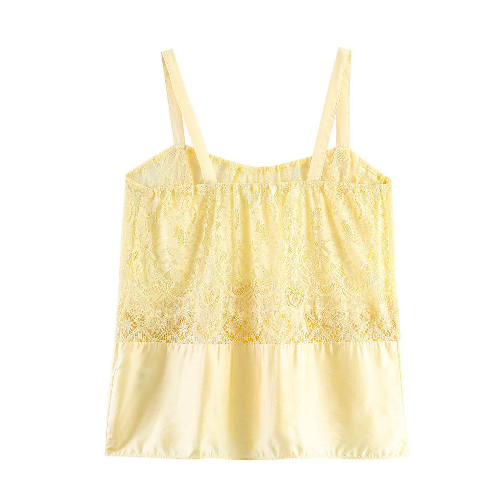 Spicy Girl Silk Texture Lace Decorative Top