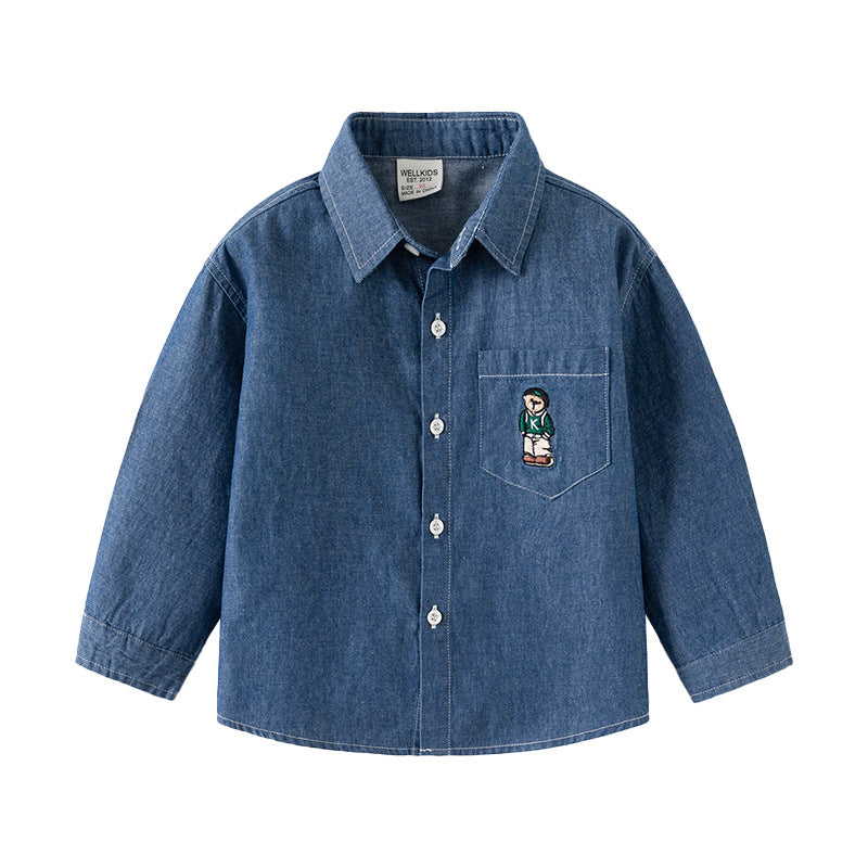 Boy's Denim Shirt Outerwear Brand Kids Top Long Sleeve Shirt Baby Top