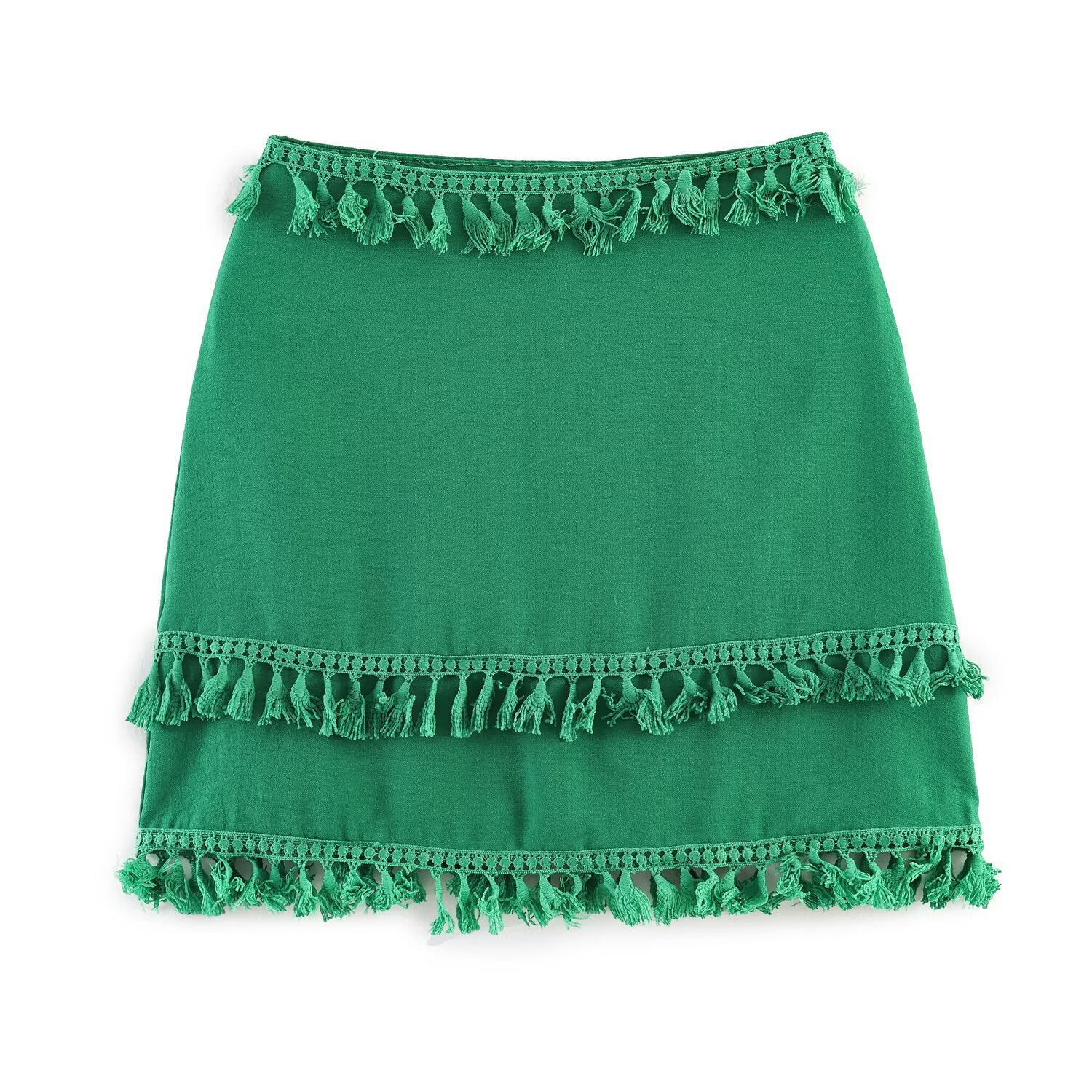 Spicy girl tassel lace short high waisted skirt