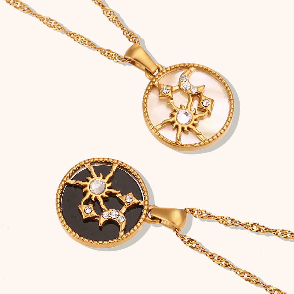 Pendant necklace women's line sun moon stars shells round necklace