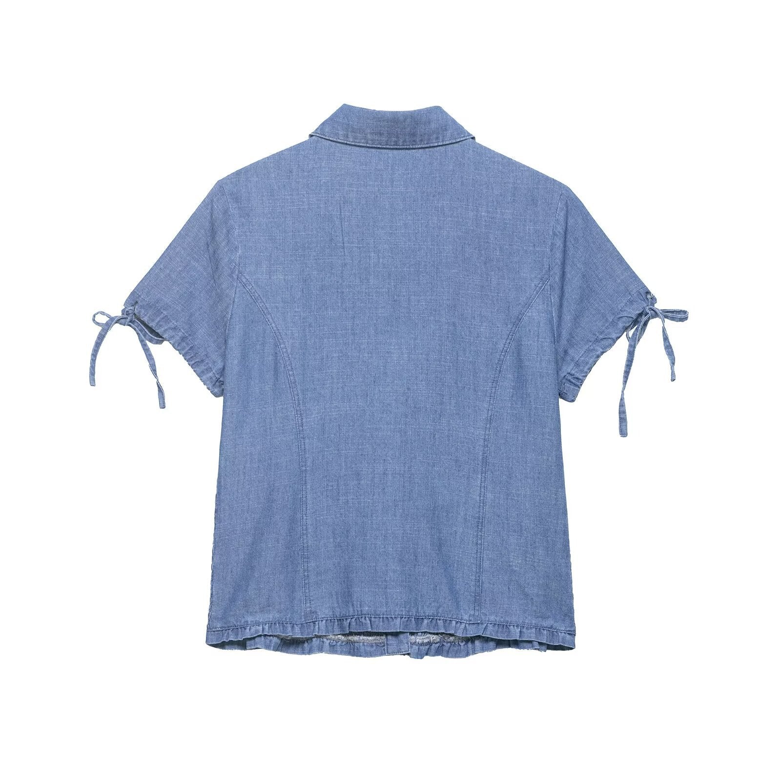 Versatile honeycomb texture denim shirt
